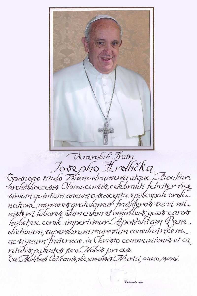 List papeže Františka biskupu Hrdličkovi